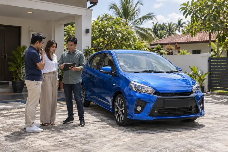Hatchback di kawasan kediaman yang tenang.